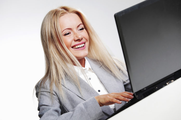 business woman working on laptop