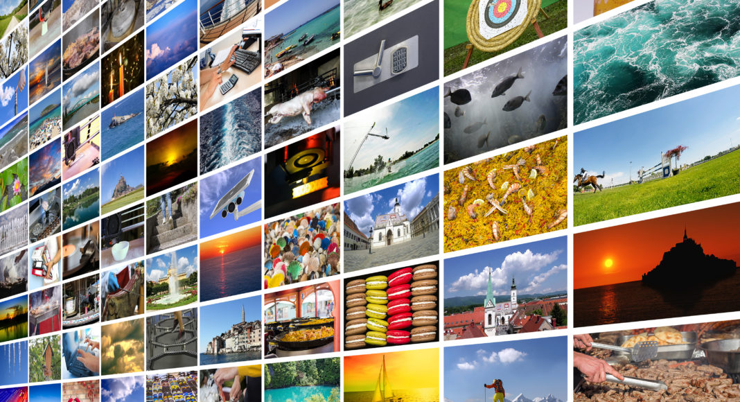 Big multimedia video and image wall of the TV screen