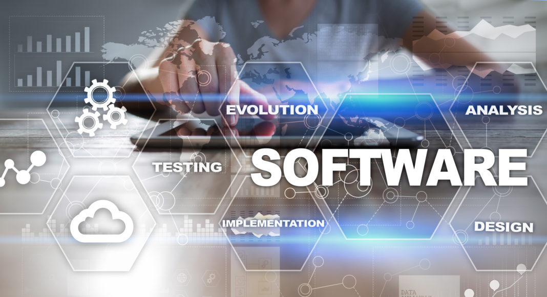 Software development. Data Digital Programs System Technology Concept Software–pymes–newsbook-España